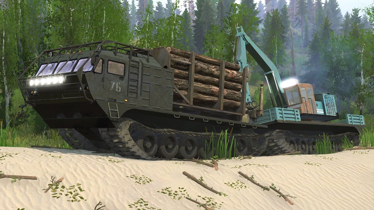 Spintires Mudrunner - Vityaz DT-30 Quad Tracked - Driving Offroad Transporting Logging