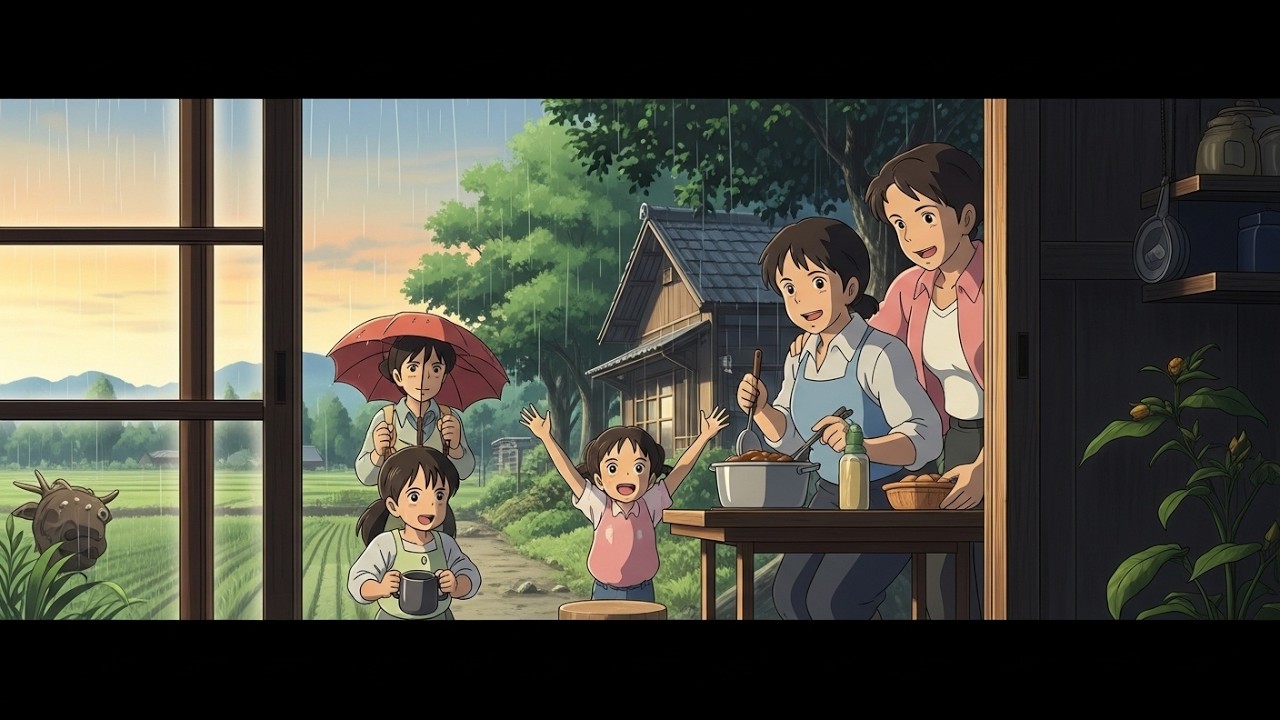 Monsoon Day with Family | Mom Cooks Curry During Heavy Rain | Ghibli Slow living