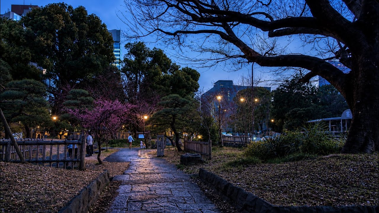 Tokyo Tower — Blue Hour Walk Through Shiba Park (Into Night)