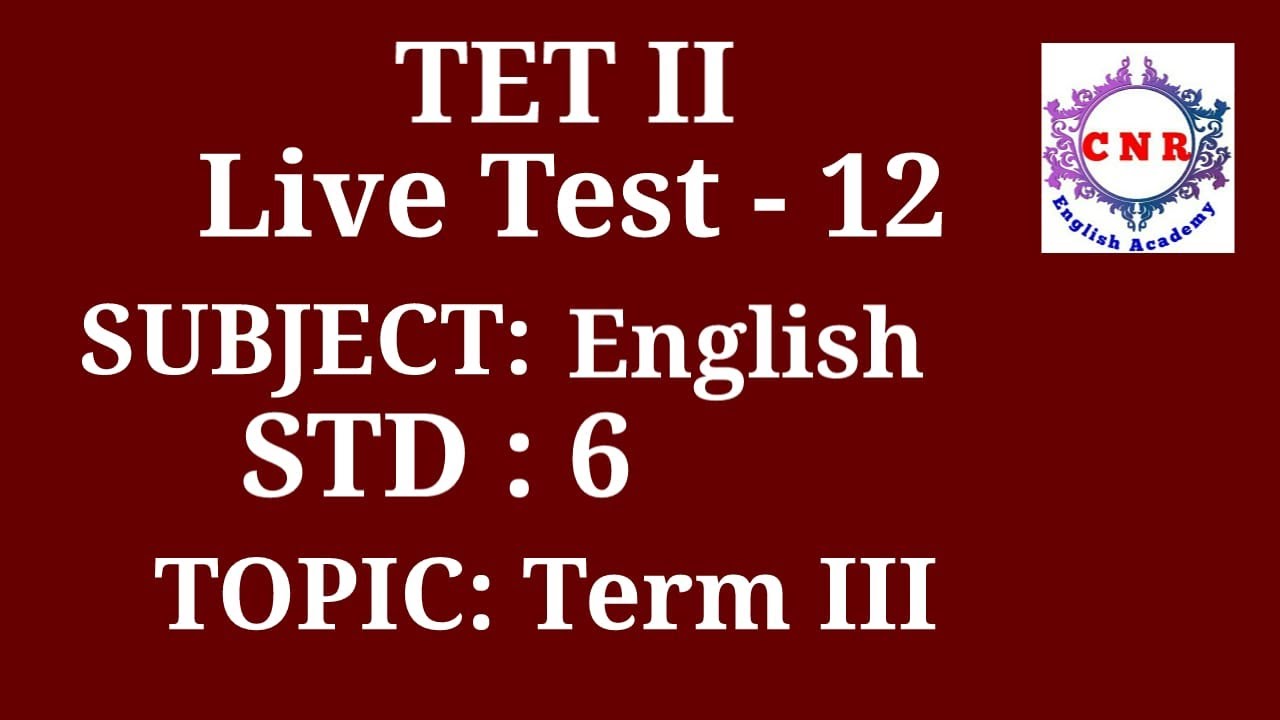 TET Paper -2 English 6th STD Term - 3 Live Test - 12