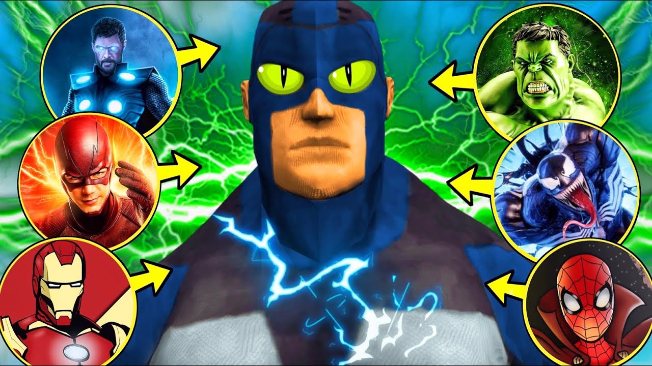 Rope hero got superpowers from all Superheroes in Gta 5!