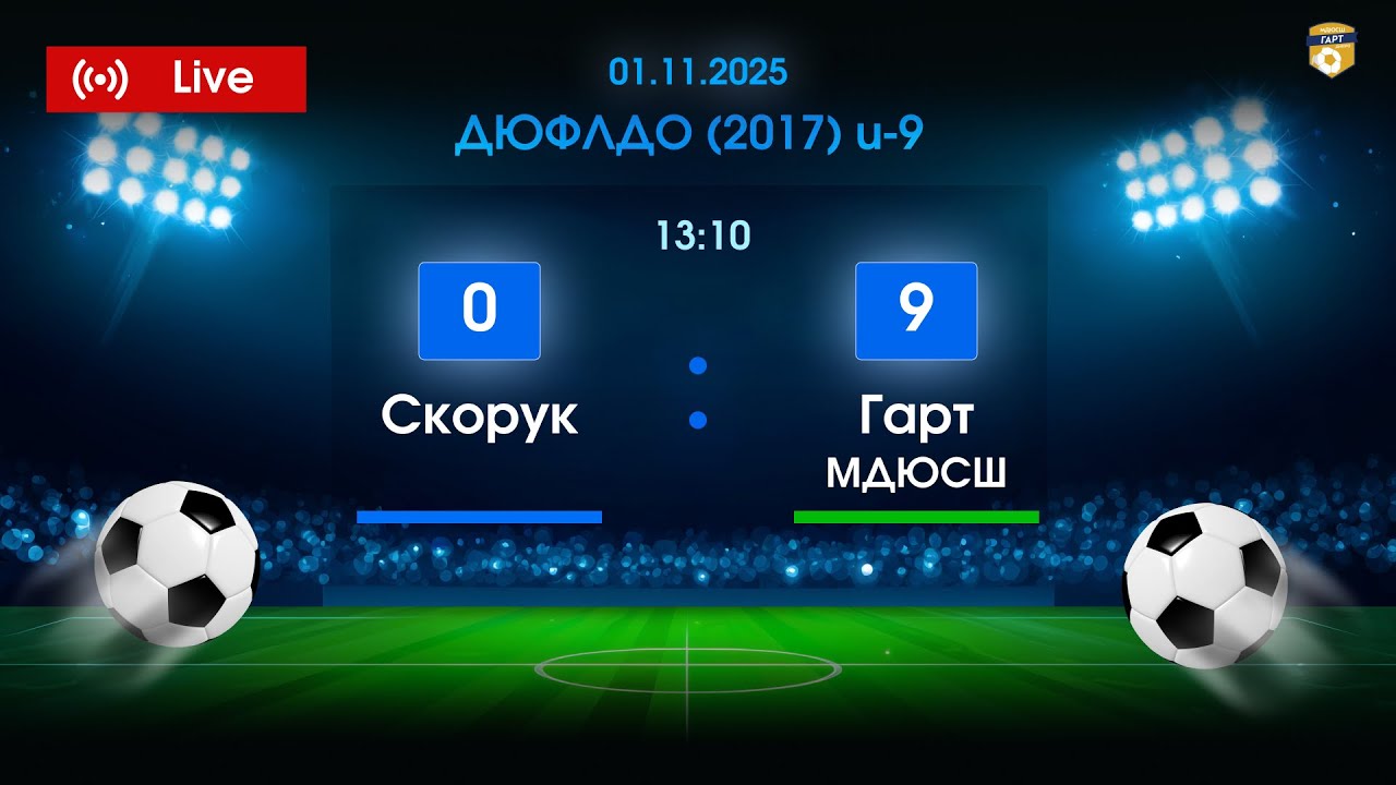 08.11.2025 13:10 Гарт МДЮСШ - Скорук ДЮФЛДО U-9 (2017 р.н.)