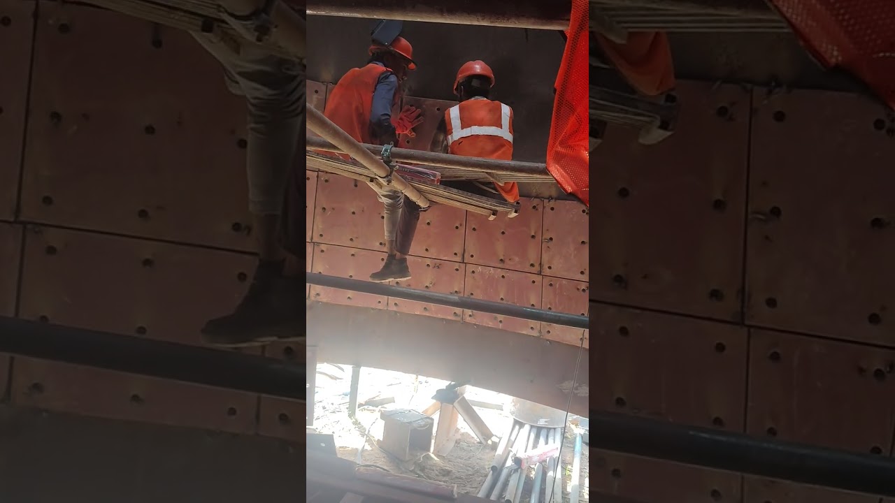 Clinker hopper liner fixing, welding, grinding work #construction #work #fitup #mechanical #new #yt 