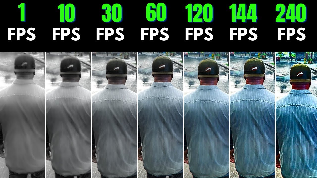 GTA 5 Enhanced 1fps против 10fps против 30fps против 60fps против 144fps против 240fps