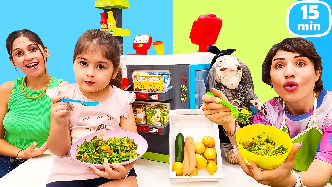Ayşe, Defne ve Ümit ile peynir, reçel ve salata yapalım! Yemek yapma oyunları.