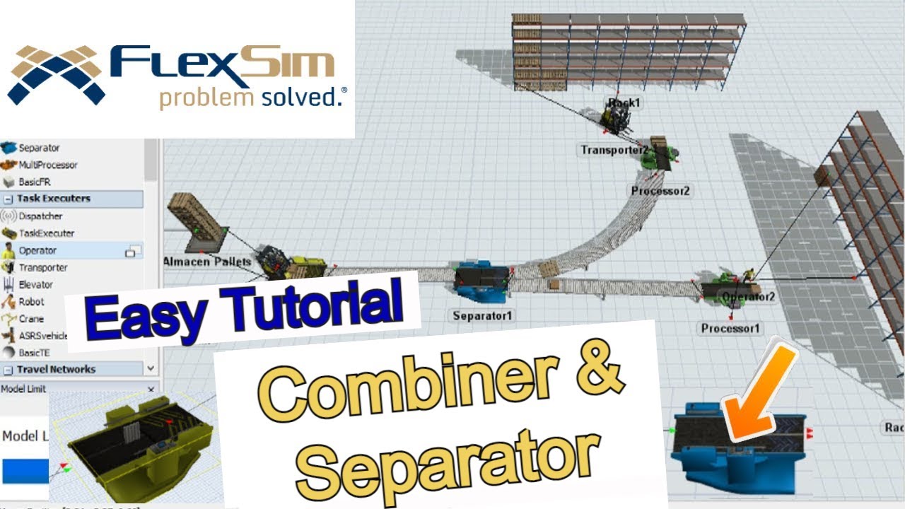 Combiner and Separator in Production Models with Flexsim
