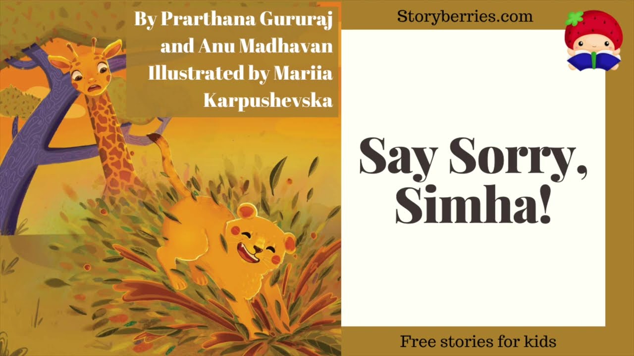 SAY SORRY SIMHA 🍓 Read along animated picture book with English subtitles  #goodmanners #feelings 🍓