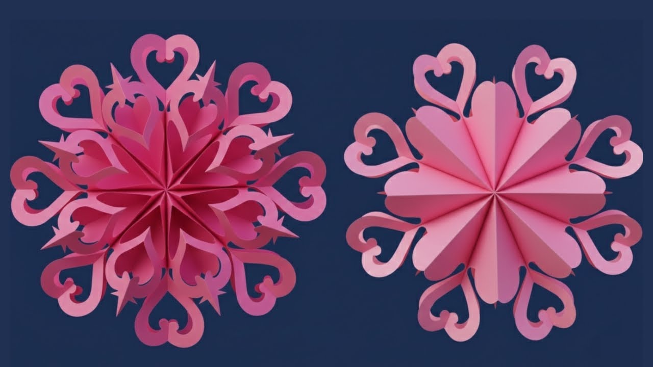 Creative 3D valentine's Snowflake Paper craft#diy #snowflakes #homedecor#origami 