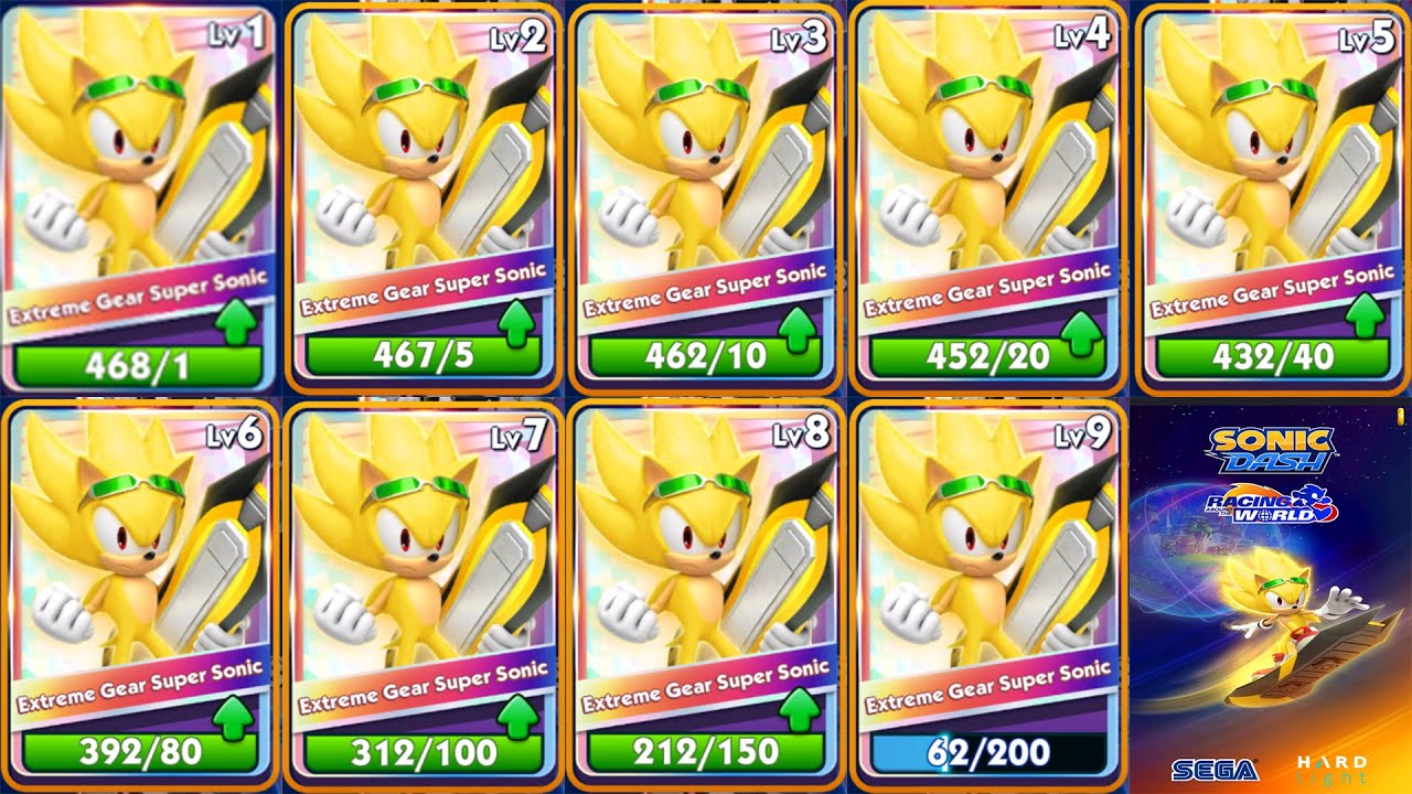 Extreme Gear Super Sonic Upgrade | Level 1 to Level 9 🔥 Sonic Dash (android, ios) Gameplay