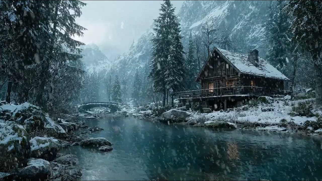 Deep Frozen Winter Night Outside | Cold Snow and Wind Ambience for Long Deep Peaceful Sleep