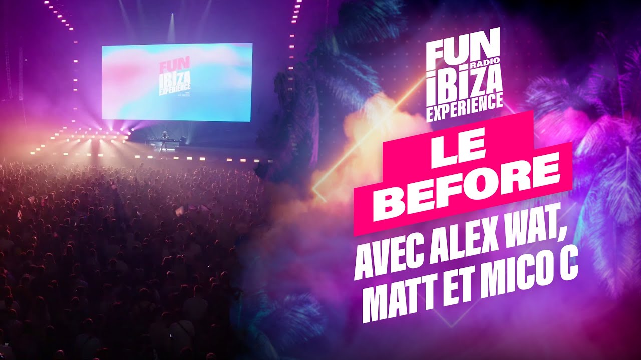 Alex Wat, Matt, Mico C dans le before Fun Radio Ibiza Experience 2023