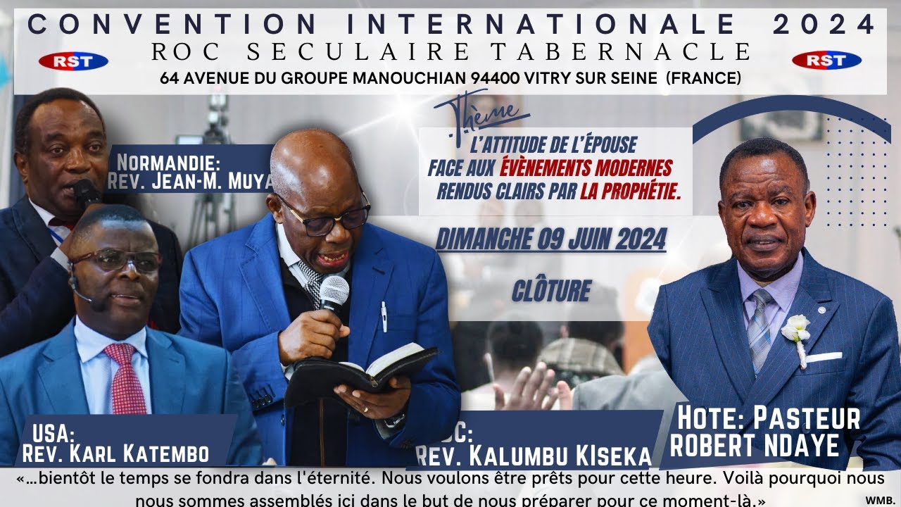 🇫🇷RST CI24 EMRCP ✝️ DIM 09 JUIN 2024 - Rév. Jean-Marie MUYA, Karl KATEMBO & Colard KALUMBU KISEKA