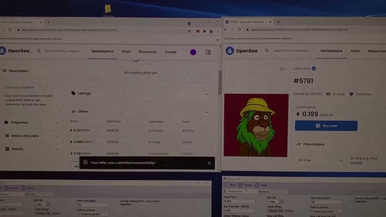 OpenSea Bidding Bot - 20 ETH a week flipping NFTs [OPENSEA BOT]