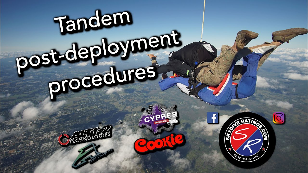 The Tandem skydiving post-deployment procedures