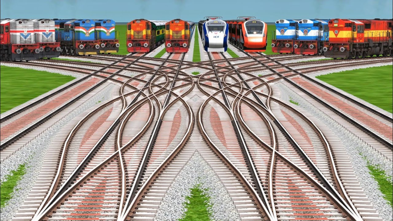 🔥 Indian Train Passing Super Diamond Curve | Risky Railroad Crossing