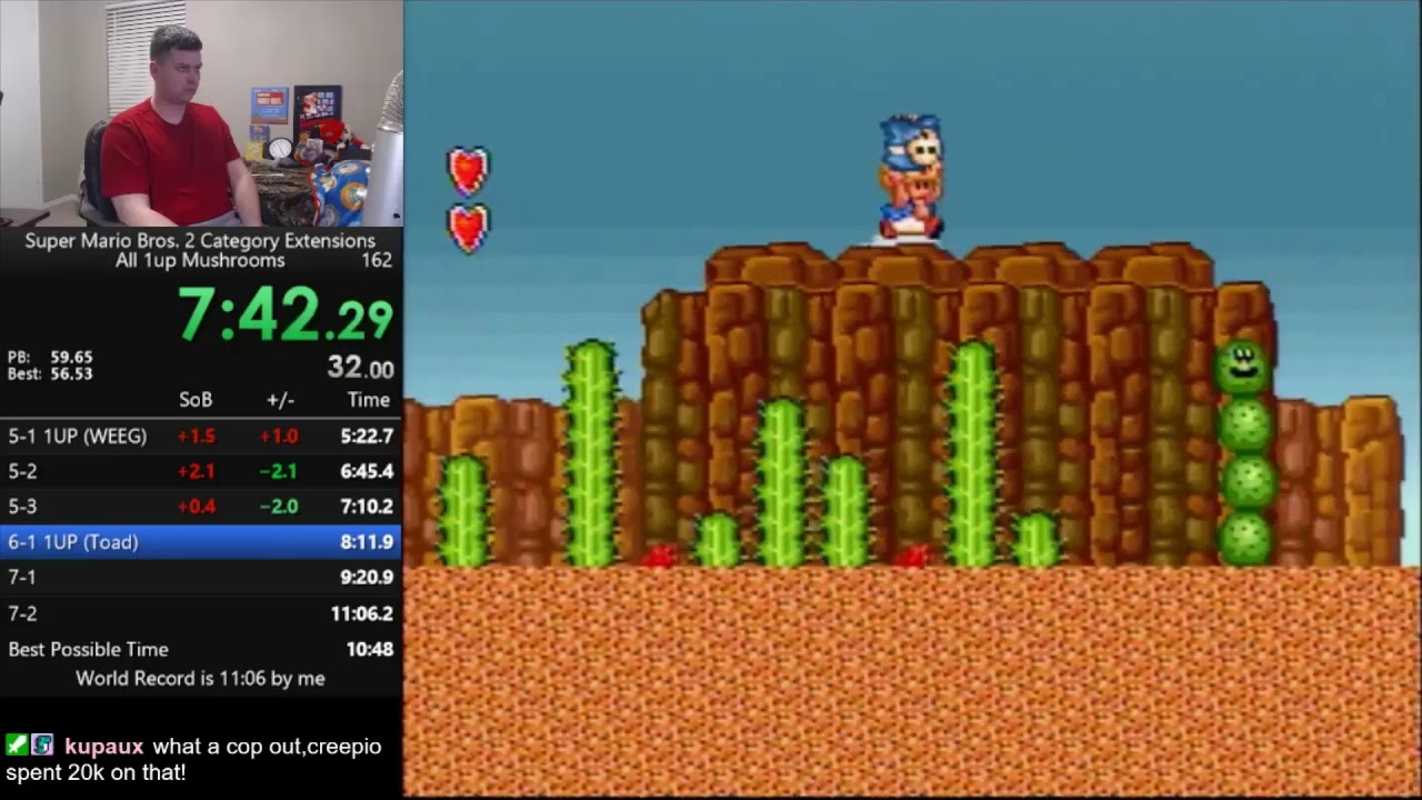 [WR](10:58) Super Mario Bros. 2 All-Stars All 1UP Mushrooms.