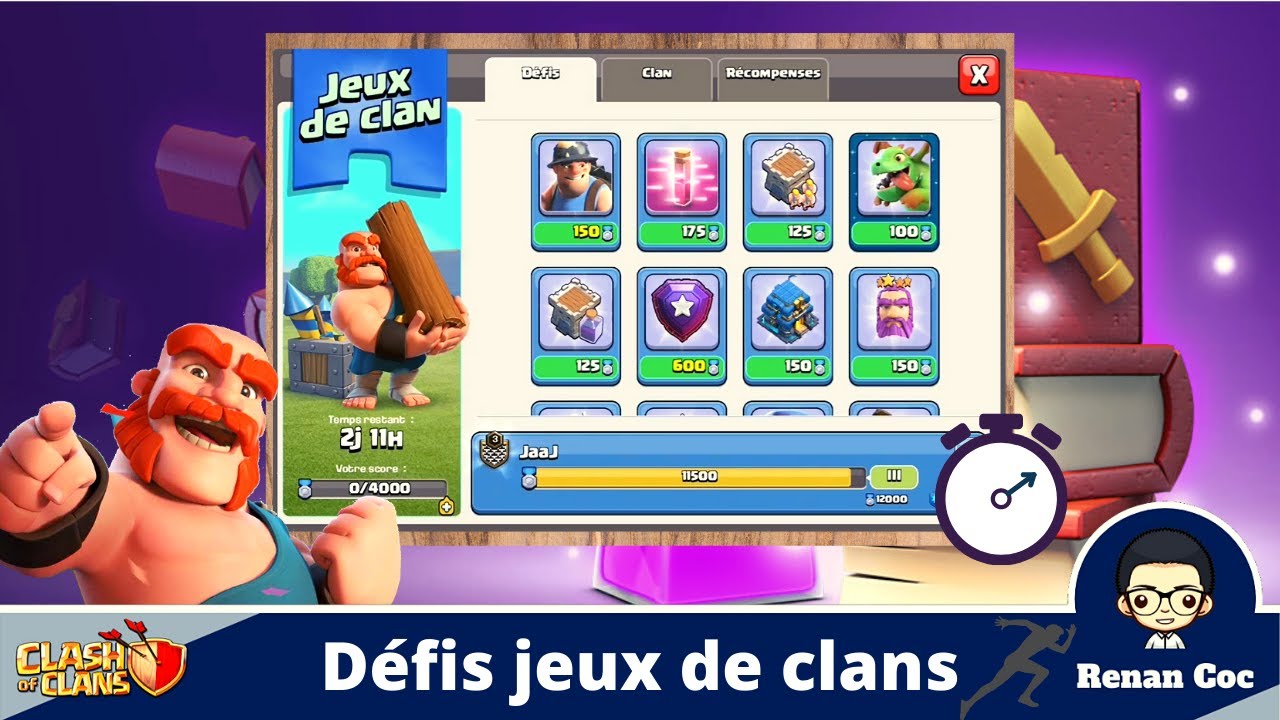 Défis faire les jeux de clans le plus rapidement possible !