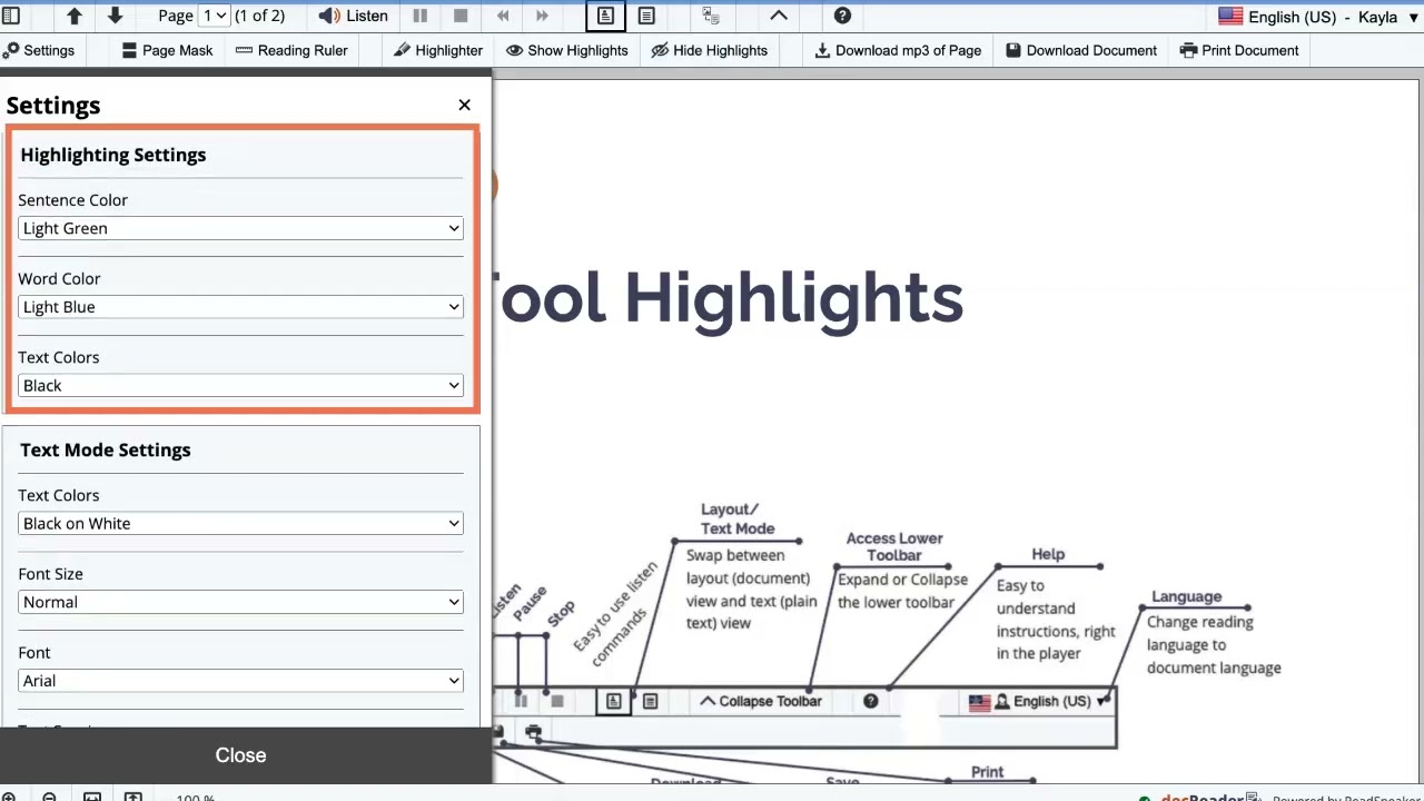 Blackboard Learn 9.1 docReader Settings