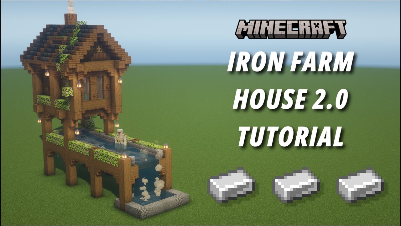 Minecraft Iron Farm House 2.0 Tutorial [Aesthetic Farm] [Java Edition] [1440p HD]
