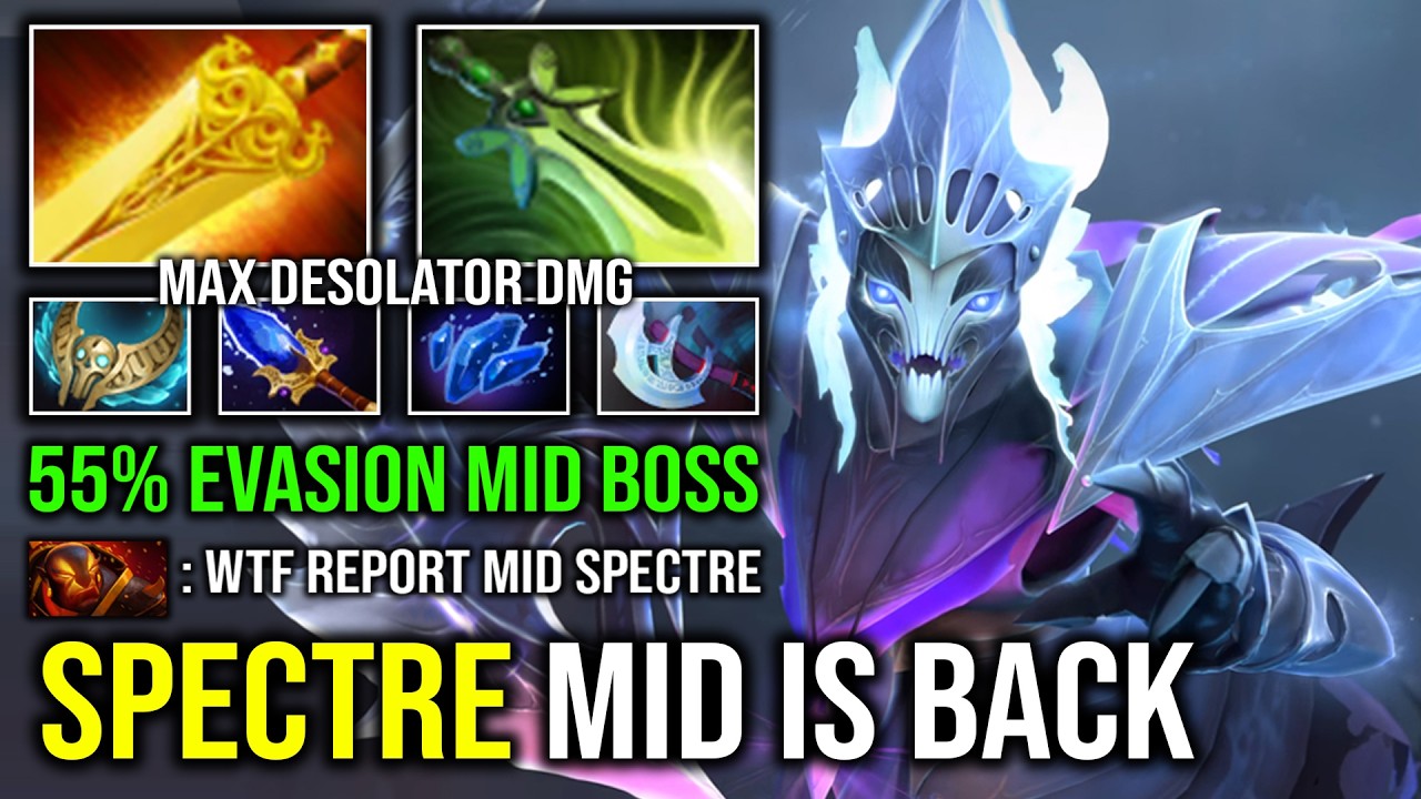 HOW TO SOLO MID SPECTRE 55% Evasion Max Desolate Right Click Global Haunt Hard Carry Dota 2