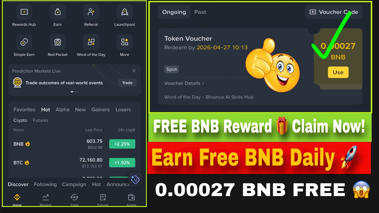 Free BNB Reward on Binance | Claim Free Crypto (Word of the Day 2026)