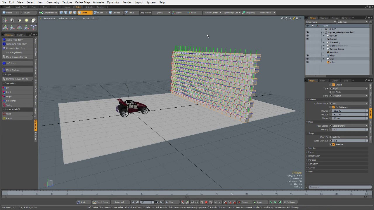 Modo Basics - Simulation - Toy Car Setup