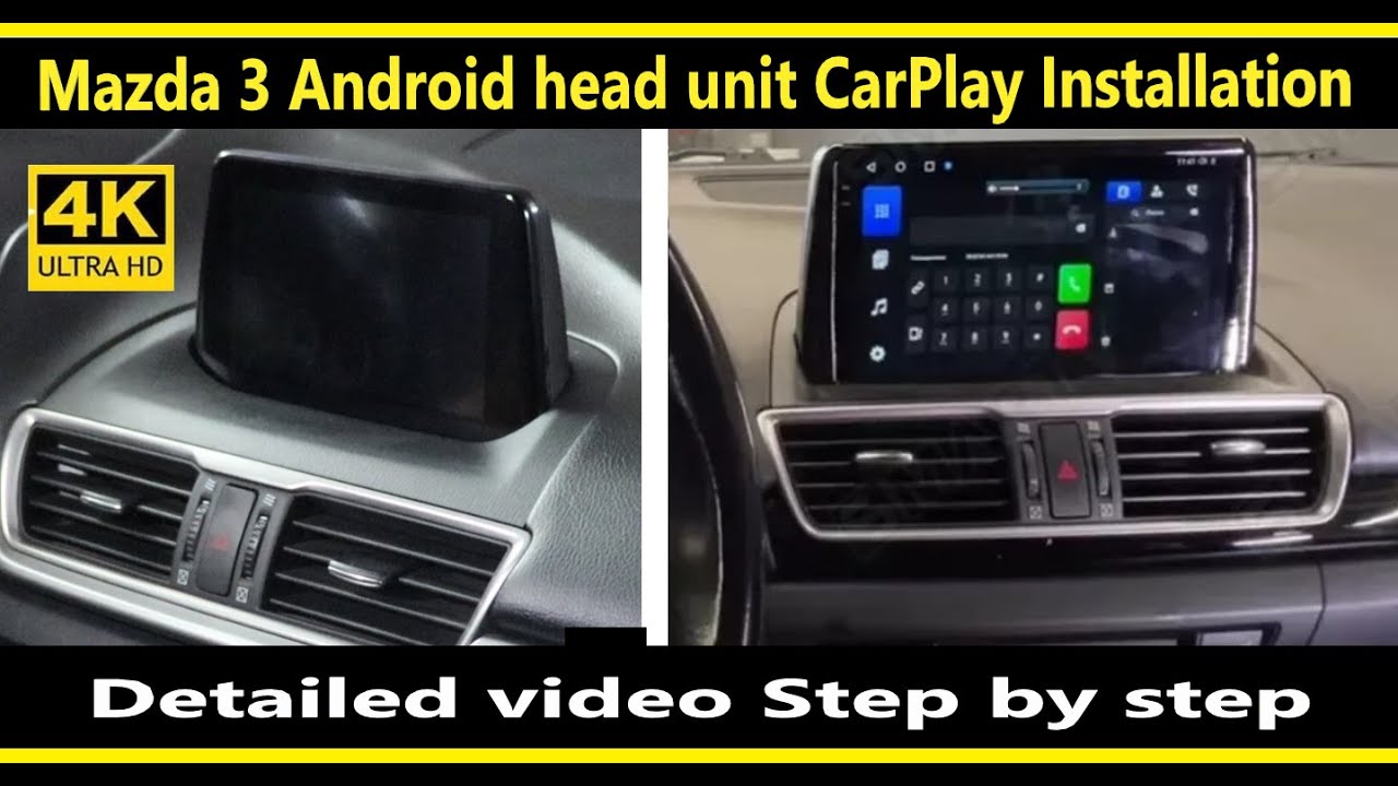 Инструкция по установке CarPlay на Android-магнитолу Mazda 3 (2013-2019) в разрешении 4K.
