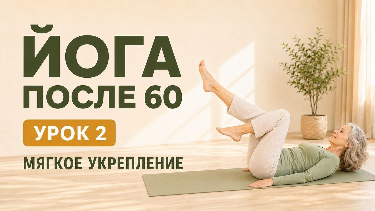 Йога после 60: Урок 2. Легкие упражнения сидя и лежа для здоровья и бодрости