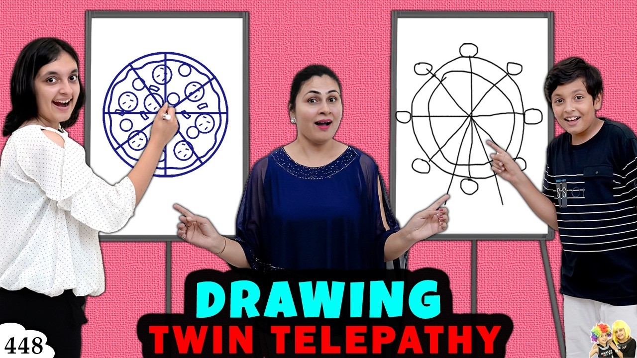 DRAWING TWIN TELEPATHY | Ep 448 | Comedy Family Challenge | Painting Challenge | Aayu and Pihu Show