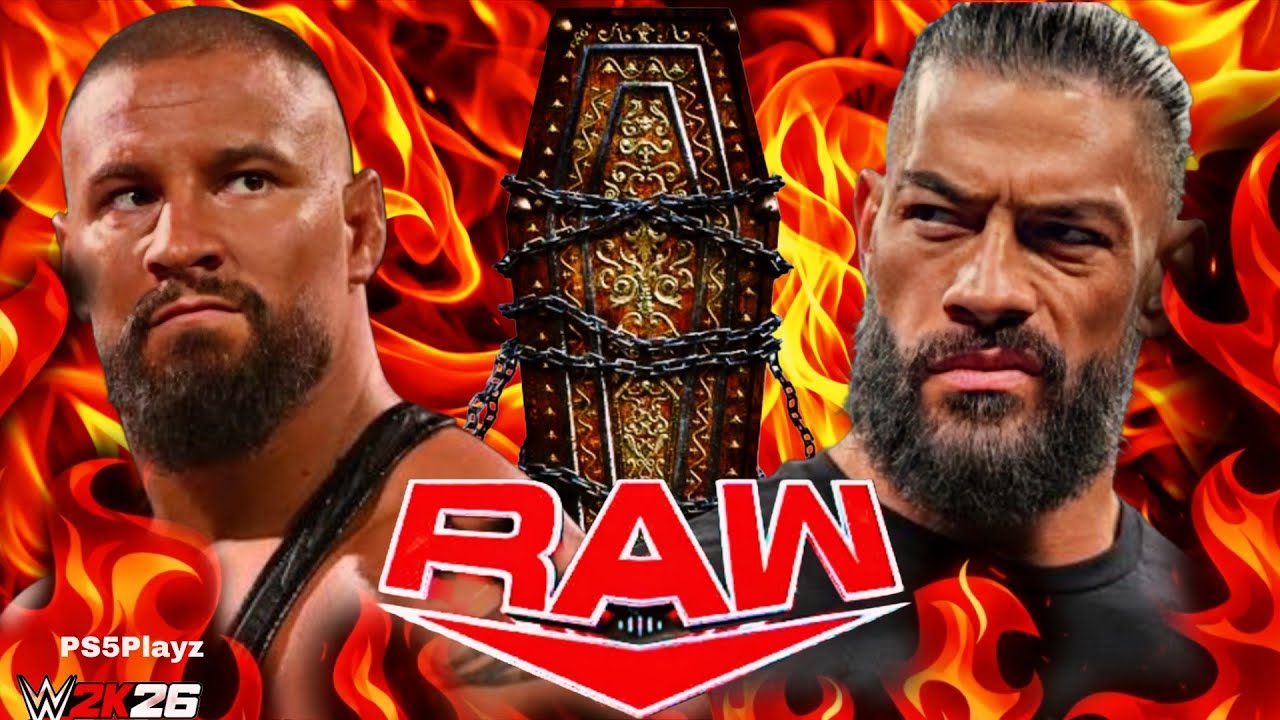 Roman Reigns vs Bron Breakker Wwe Raw 19 March 2026 Casket WWE2K26 - PS5 4K Game Play #wwe2k26 