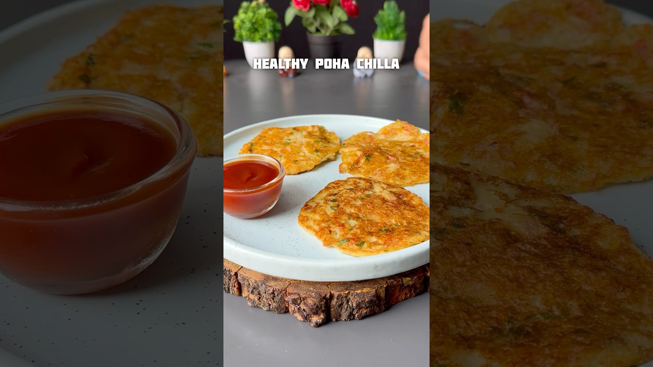 Trending recipe of healthy Poha Chilla #shorts #healthy #recipe #chilla