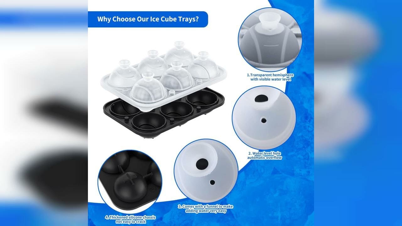 Review: 6 Chamber 2.2" 3D Tennis Gifts Ice Cube Tray With Funnel,Large Round Ice Ball Maker Mo...