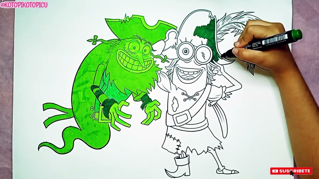 Coloreando al Holandés Volador y Barb 🎨 | Dibujos para Colorear #bobesponja #elholandesvolador #barb