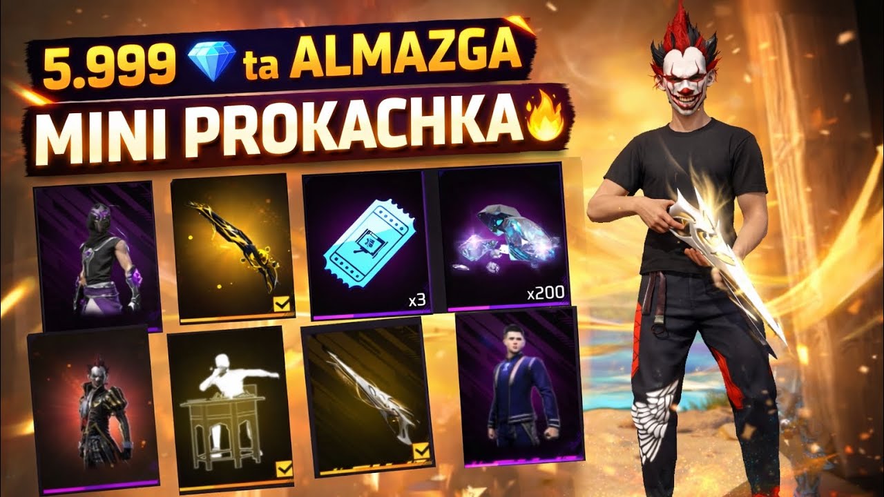 MINI PROKACHKA LEKN JUDAYAM KOP NARSA OLDIK🔥😅 #freefire #garenafreefire 