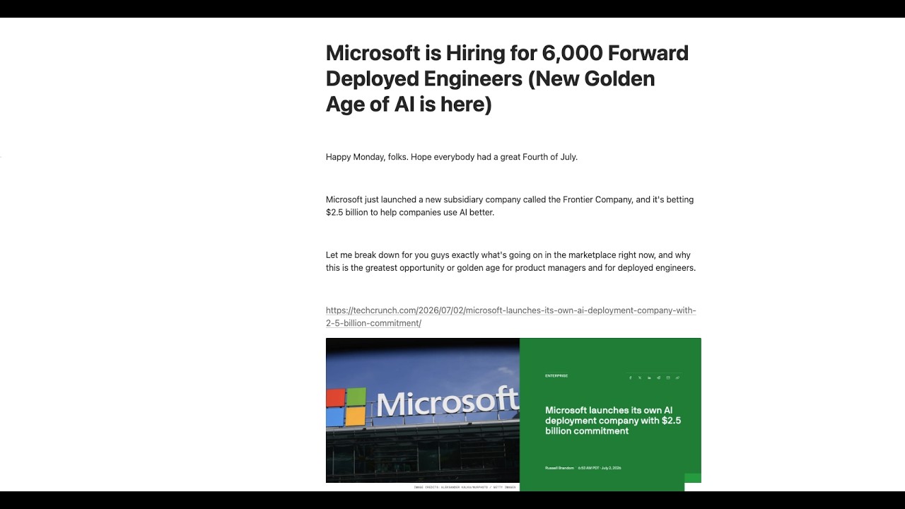 Microsoft is Hiring for 6,000 Forward Deployed Engineers New Golden Age of AI is here