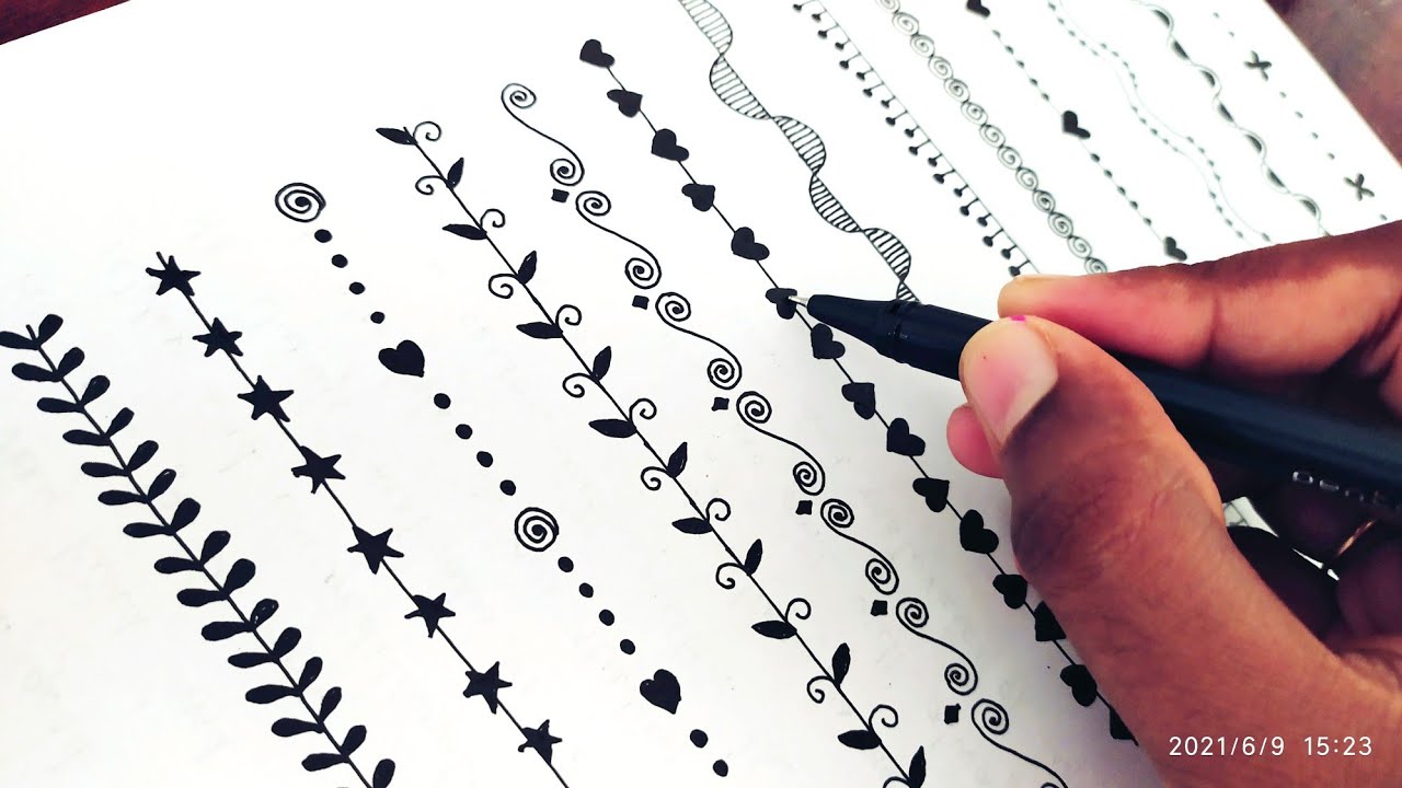 10 Easy Black Borders With Pen || Project Design with Gel Pen || Project Decoration Designs