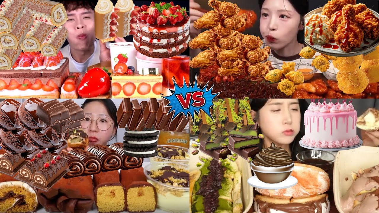 GIANT SWEET VS SPICY MUKBANG 🍰🍗 Fried Chicken, Cakes, Chocolates & ASMR Big Bites | Tummy Zesty