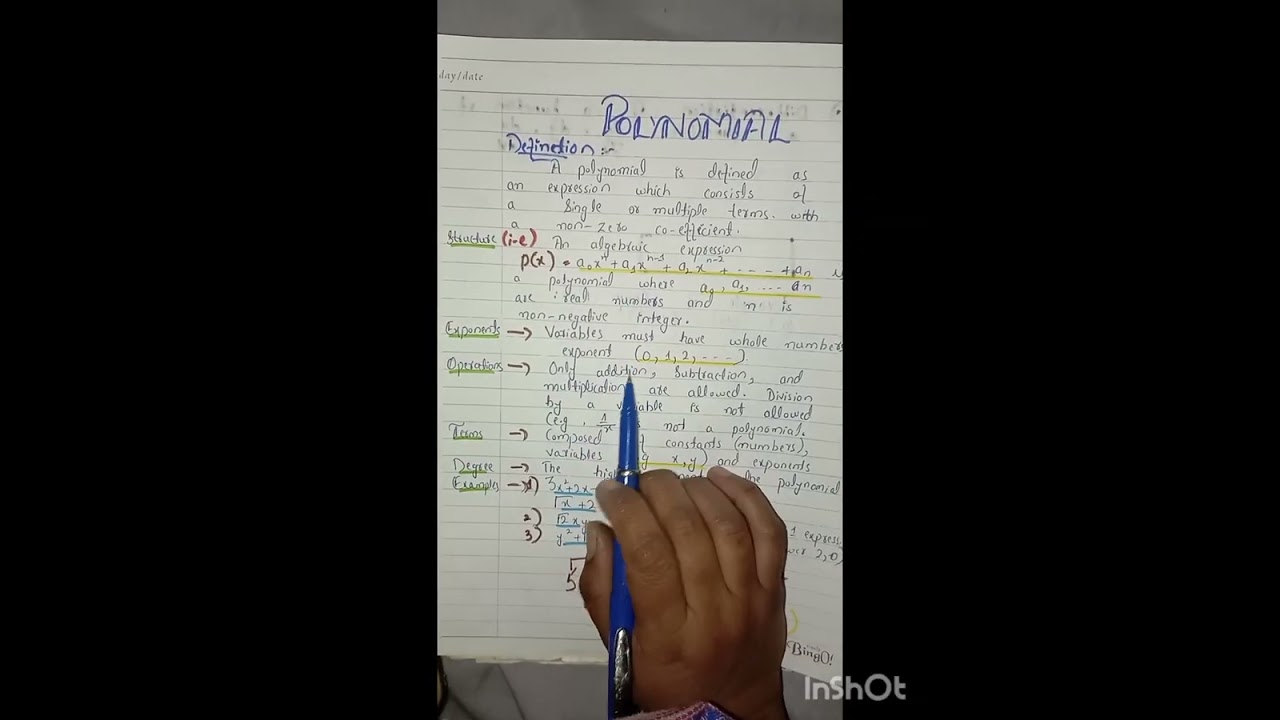 Polynomial expression, examples and classifications#maths #exam #polynomials 