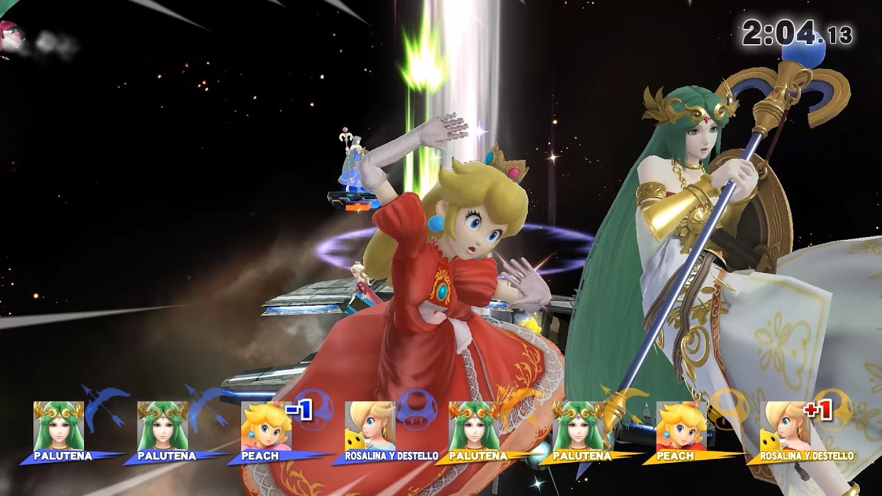 Smash Wii U - 2 Palutenas, Peach and Rosalina Team Battle (Only Blast and Screen KO)