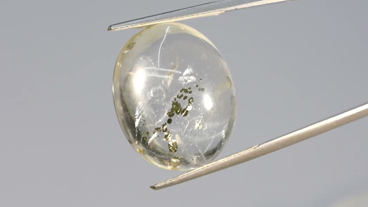 Epigenetic Pyrite inclusions in Quartz from Brazil, 28.86 ct