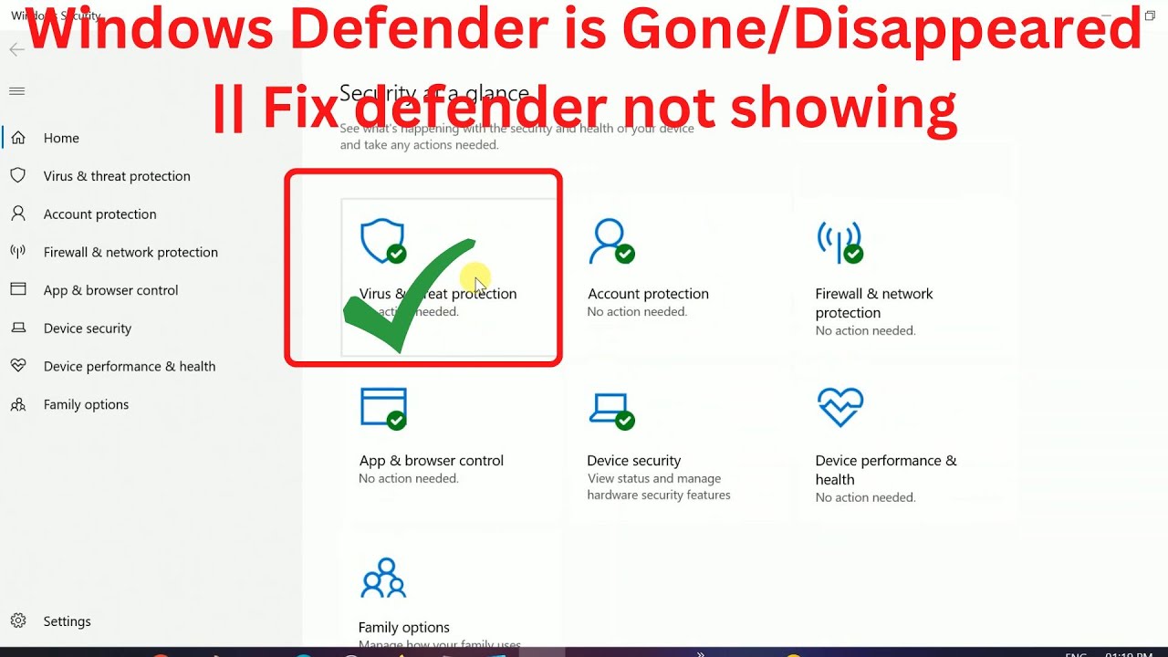 Windows Defender is Gone/Disappeared || Fix defender not showing