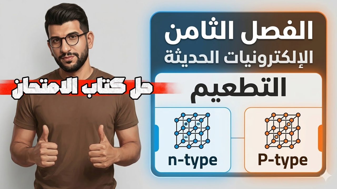 1-حل كتاب الامتحان الفصل الثامن الالكترونيات الحديثه /التطعيم واشباه الموصلات 