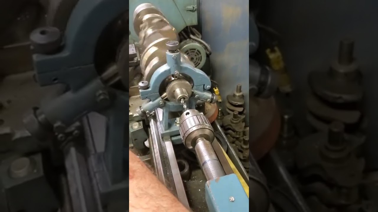 1966 327 Chevy Small Journel crankshaft. Machine and install balancer bolt.