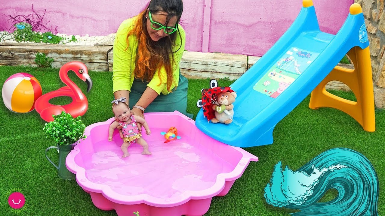 Primer ba&ntilde;o en la piscina de ANUK mi beb&eacute; Reborn