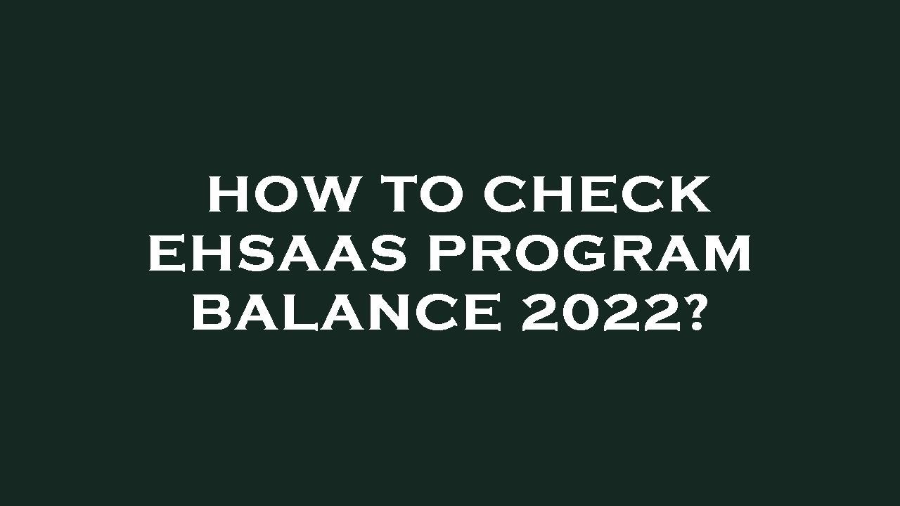 How to check ehsaas program balance 2022?
