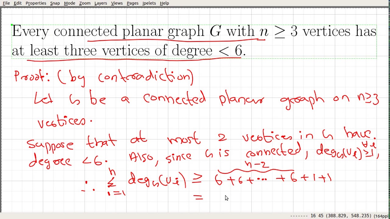 Video_86: Every connected planar graph has at least three vertices of degree less than 6
