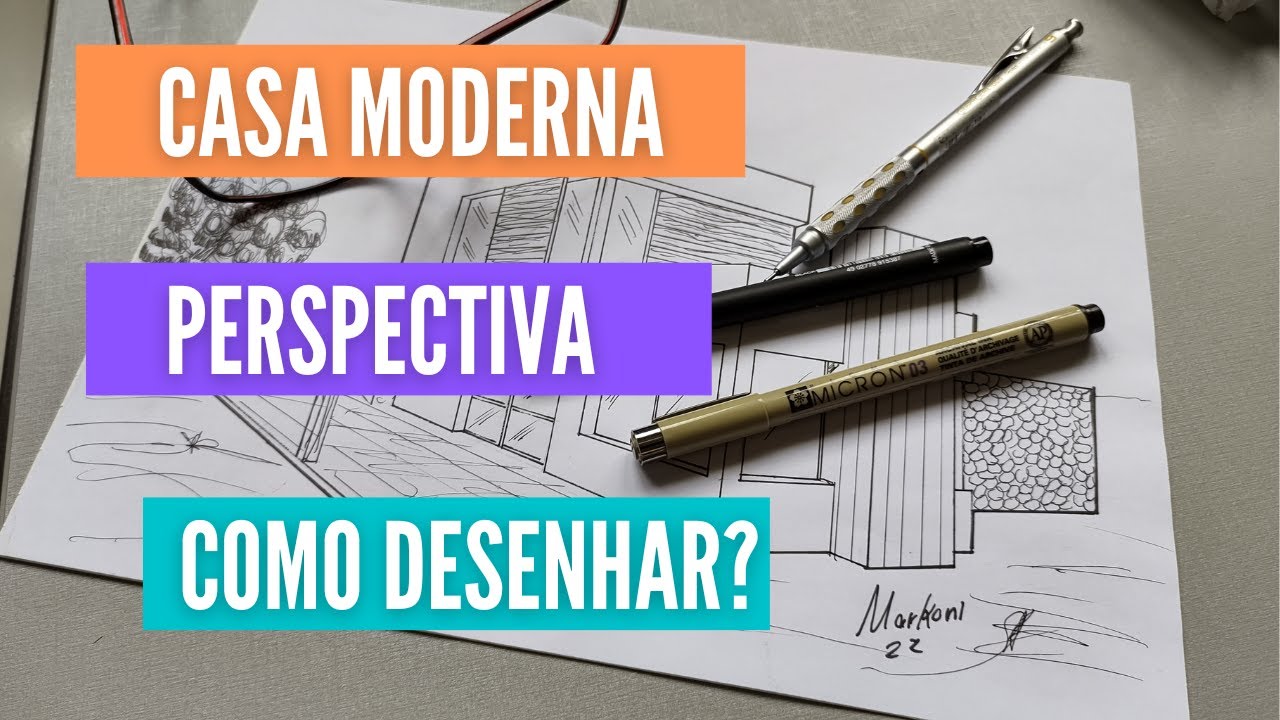 Desenhando uma casa com telhado moderno - Saiba como desenhar uma casa - Curso de desenho técnico