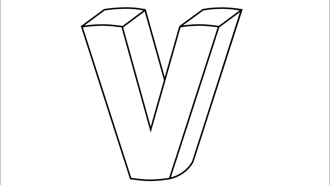 HOW TO DRAW THE LETTER V IN 3D || DRAW CAPITAL ALPHABET LETTER A TO Z || 3D DRAWING