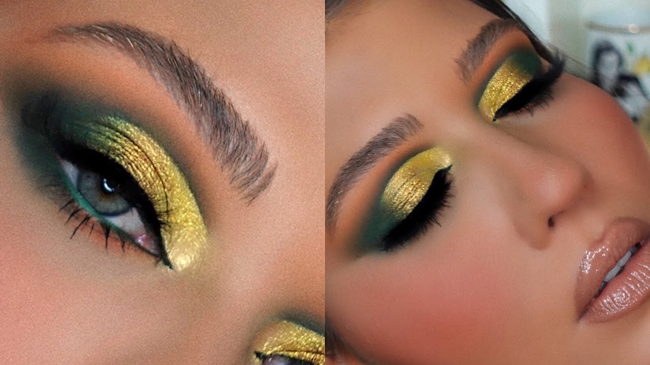 GREEN AND GOLD CUT-CREASE EYESHADOW TUTORIAL || COLOURPOP 