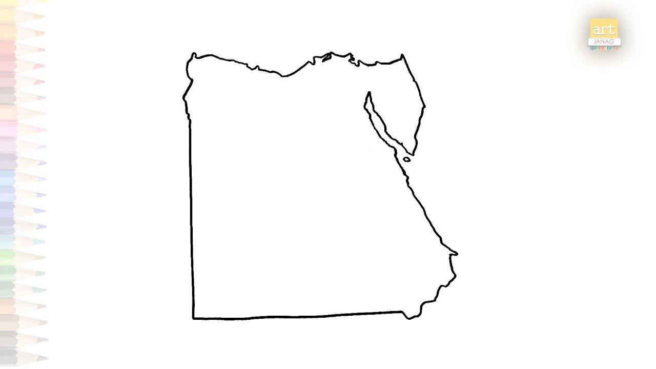 Egypt Map drawing | Easy Outline sketches | How to draw Egypt Map step by step | #artjanag